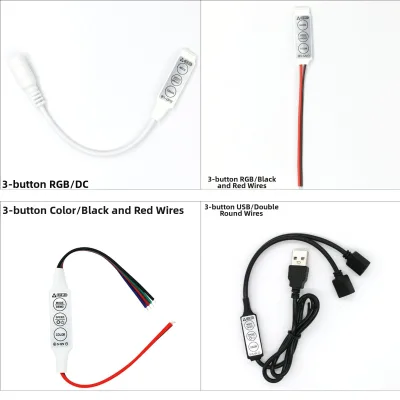 USB RGB LED Strip Controller With 3-Key Remote Dimmer Strobe Flash Color Adjust Mode for LED Ambient Light Strips