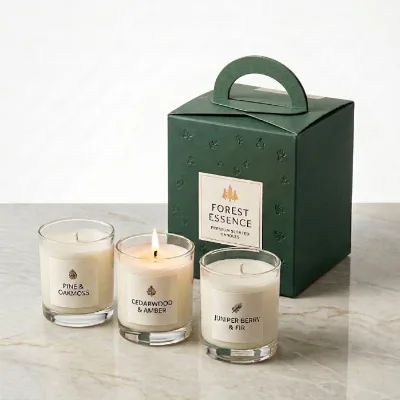 Wholesale Custom Logo Waterproof Candle Box With Handle and Packing Sticker Label Custom Size Paper Box for Birthday