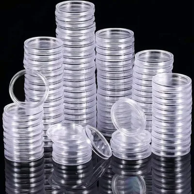 32mm Round Coin Capsules Portable PS Canadian 50 Cent Coin Collectible Holder Case