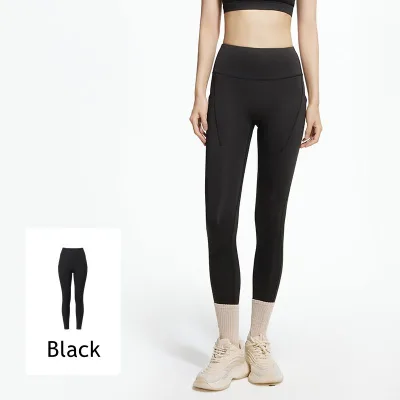 2024 Hot Sale Polyester Spandex High Waist Leggings Pants Yoga Pants Comfortable Casual Pants Black Leggings for Women