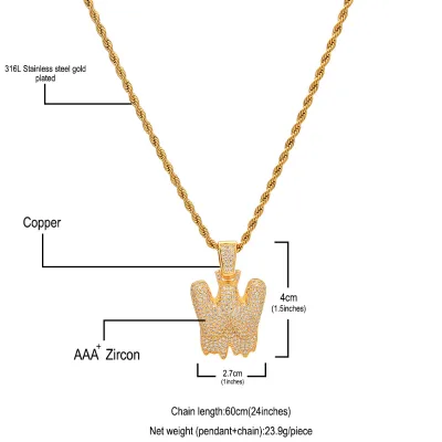 Hip Hop Lava Letter Pendant Fashion Trend Brand Gold English Letter Men's Necklace