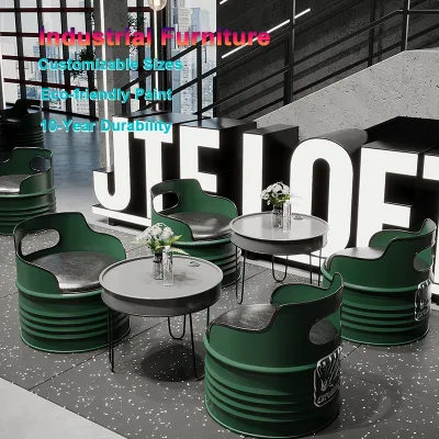Commercial Hot Sale Steampunk Industrial Style Bar Table Chairs for Dining Hotel Use for Negotiation Area in BBQ Milk Tea Shop