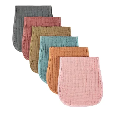 Wholesale Solid 6 Layers Cotton Muslin Burp Cloths Customize Baby Burp Cloth