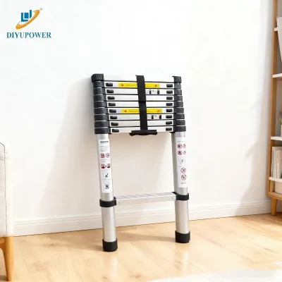 DIYU Versatile Foldable Telescopic Step Ladder, Lightweight Aluminum Collapsible Ladder for Attic Access and Warehouse Picking