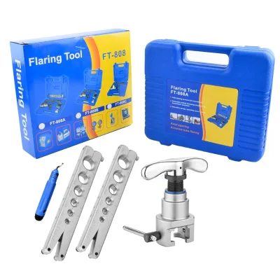 FT808 High Quality 45 Degree Copper Pipe Expander Flaring Tool for Refrigerator Air Conditioning with Tube Cutter, Inner Reamer
