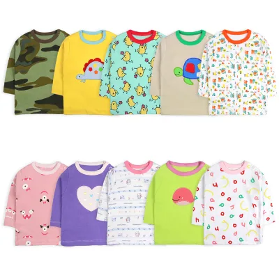 Wholesale Baby Long Sleeve Top New Born Baby Boys Long Sleeve O-neck Cotton Cute T-shirt Baby 3-24 Month 5pcs Per Bag Cartoon