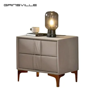 High Quality Elegant Bedside Table Luxury Modern Side Table for Villa Apartment Fabric Side Table With Metal Legs