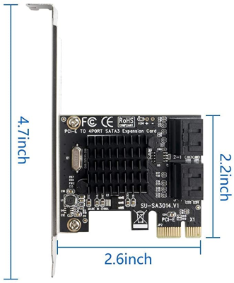 PCIE SATA III 6 Gbps Expansion Controller with 88SE9215 Chipset for Desktop