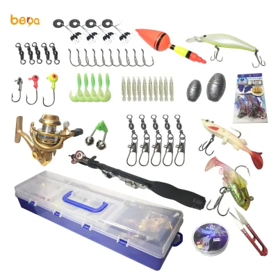 Fishing Lure Telescopic Fishing Rod Combo with Multi-functional Plastic Box