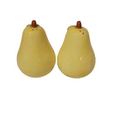 Porcelain Pear Salt and Pepper with Leaf 3.75 Inch Tall Personalized