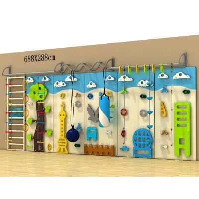 Indoor Wooden Slide and Swing Set Wooden Indoor Climbing Frame Kids Playground Equipment Wooden Climbing Wall Toys