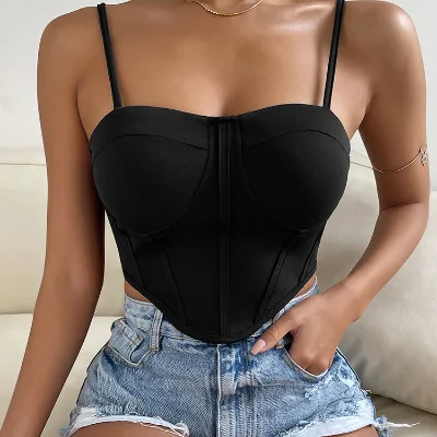 Slim-fit Breathable Casual Eco-Friendly Women's Summer Tank Top with Neckline Open Back and Ruffled Collar