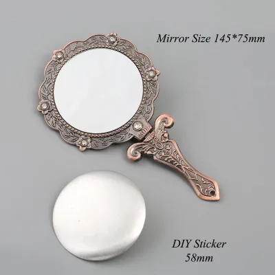 Foldable Small Metal Alloy Handle Mirror DIY Gifts Tabletop Makeup Mirror Retro Wholesale Antique Mirror Blank Hand Mirrors