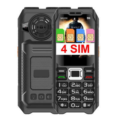 Factory Sales 4 Four Sim Cards Big Battery Shockproof Feature Phone Unlocked Cell Phones Button Keypad Mobile Phone