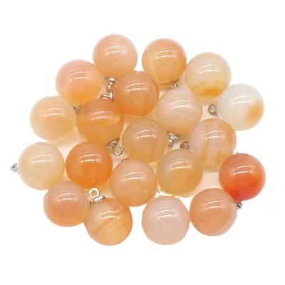 HY Hobbyworker Natural Healing Crystal Natural Red Agate Round Stone Pendant