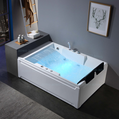 Light Surfing Massage Bath Waterfall Acrylic Bathtubs Freestanding Two-person Hot Tube Outdoor Easy to Clean Jacuzzier Tubs Jets