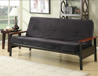 USA Popular K/D Furniture Wood Arm Metal Futon Sofa Bed