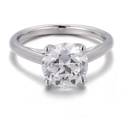 Charm Jewelry Solitaire Ring Platinum Ring Round Brillant Cut Lab Grown Diamond Minimalist Ring for Woman Engagement Jewelry