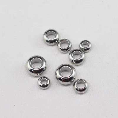Stainless Steel Disc Abacus Beads for Milan Leather Cord Bracelet Making 2mm 3mm 4mm big Hole Flat Round Spacer Beads