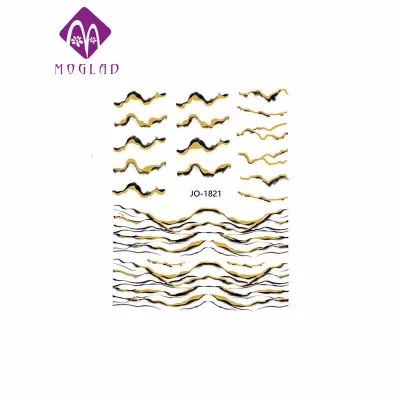 New Design Marble Colored Gold Nail Stickers Irregular Gilding Curve Hill Black and White Astringent Stickers