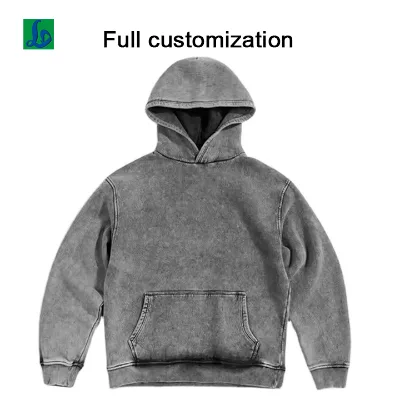 Custom Men's Cotton Acid Washed Pullover Hoodie Quick Dry Breathable Winter Solid Design Anti Wrinkle Anti Pilling