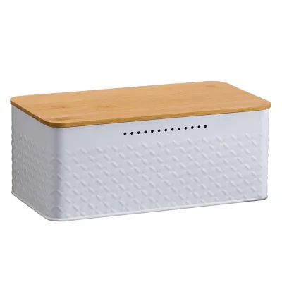 Modern Metal Bread Bin Cabinet with Bamboo Cutting Board Lid Counter Custom Logo Kitchen Storage Food or Party Container