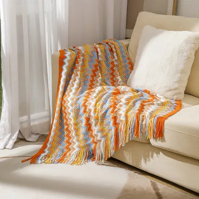 2023 Low Moq Bohemian Super Soft Office Nap Lightweight Knitted Throw Blanket