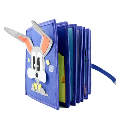 16 Pages Bunny Felt Quiet Book Montessori Early Education Toy for Toddlers
