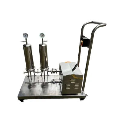 Sanitary Stainless Steel Wine Beer Beverage Single Stage and Two Stage Microporous Filter System with Centrifugal Pump and Cart