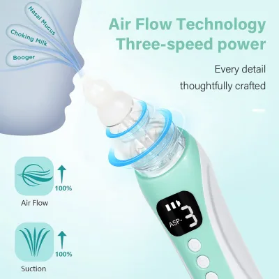 Nasal Aspirator for Electric Nose Aspirator for Toddler Nose Sucker Automatic Nose Cleanser with Music and 3 Silicone Tips