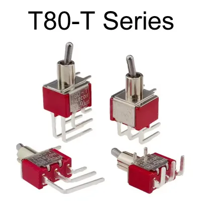 T80-T/T8021L/T8019 with positive and side bending feet 3/6Pin ON ON 2 Positions Vertical Right Angle PCB Mount Mini Toggle Switc