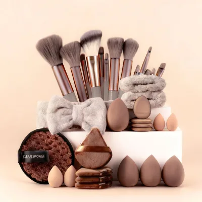33/40/42/47/56 PCS Complete Cosmetic Brushes Kit with Sponge Puff for Foundation Eyeshadow BlushProfessional Makeup Brush Set