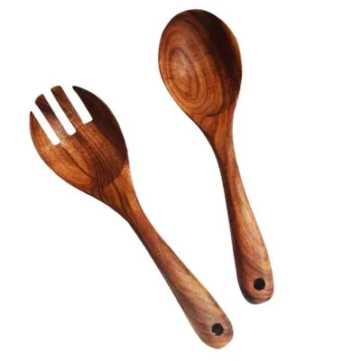 Factory Direct China Salad Mixing Fork and Spoon Salad Set Acacia Wood Serving Spoon Set
