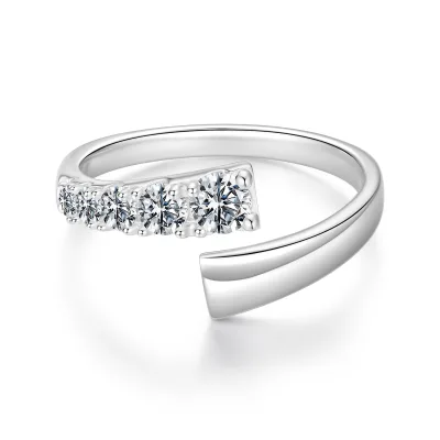 Factory Price Fashion Moissanite Open Ring 925 Silver Moissanite Ring for Women Classic Ring for Wedding Engagement Gift