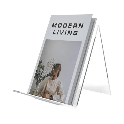 Eco-friendly Modern Polished Acrylic Book Stand & Display Easel Easy Assembly for Retail Store Use Phone Magazine Tablet Picture