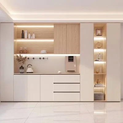 Modern Minimalist Solid Oak Wood Multi-functional Dining Room Sideboard Integrated Storage Cabinet Eco-Friendly for Living Room