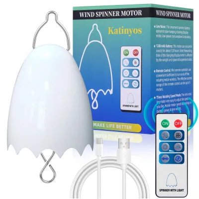 Metal 3D Wind Spinner Motor with Remote Control 7-Color LED Light Two-Way Rotation Hanging Night Light Environment Friendly