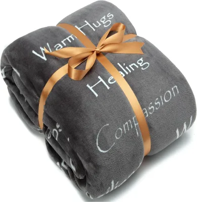 Embroidery Logo Micro Plush Blanket Wholesale Polar Fleece Flannel Sublimation Blank Healing Thoughts Blanket Large Bed Blanket
