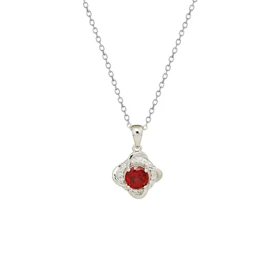 Free Video and Picture Four-leaf Clover Sterling Silver Necklace S925 Silver Set Bred Red Treasure Collar Bone Necklace