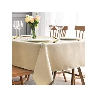 Cream Color Swirl Pattern Spillproof Wrinkle Resistant Heavy Weight Soft Tablecloth for Kitchen Dinning Decoration Tablecloth