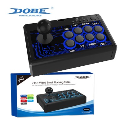 DOBE 7 in 1 Wired Rocking Table Arcade Fighting Stick Joystick Compatible with Android P-4/P-3/PC/Xbox360/X-ONE/Switch