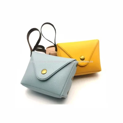 OEM Foldable Snap Button Wrist Strap Mini Leather Coin Purse