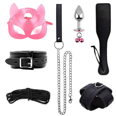 7 PCS SM Bandage Sex Handcuffs Slave Leash BDSM Sex Toy Sexual Bondage Kit for Couples