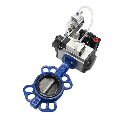 JTAIV Factory Manufactured Stainless Steel 304 Single/Double Acting Rubber/PTFE Oil Seal Pneumatic Wafer Type Butterfly Valve