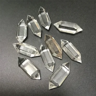 AAA+Natural Rock White Clear Quartz Crystal Double Terminated Wand Points for Healing Stone