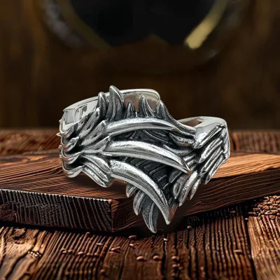 Wing Ring for Men Vintage Heavy Industry Angel wings Personalized Retro Style Index Finger Light Luxury, High-end Feel