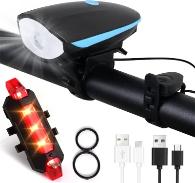 Easy Install Rechargeable Front Rear Bike Headlight Waterproof Lights Light