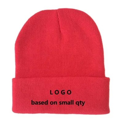Custom Embroidery Logo Design Blank Plain Unisex Adult Men Cheap Women 100% Acrylic Dobby Style Beanies