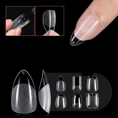 Manicure Extension Soft Gel Nail Tips Gel Nail Tips Almond Matte  Nail Tips Holder BN06