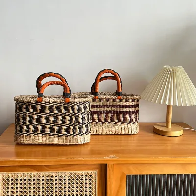 Nordic Seagrass Color Ins Handmade Traveler's Home Specialty Ladies Handbags